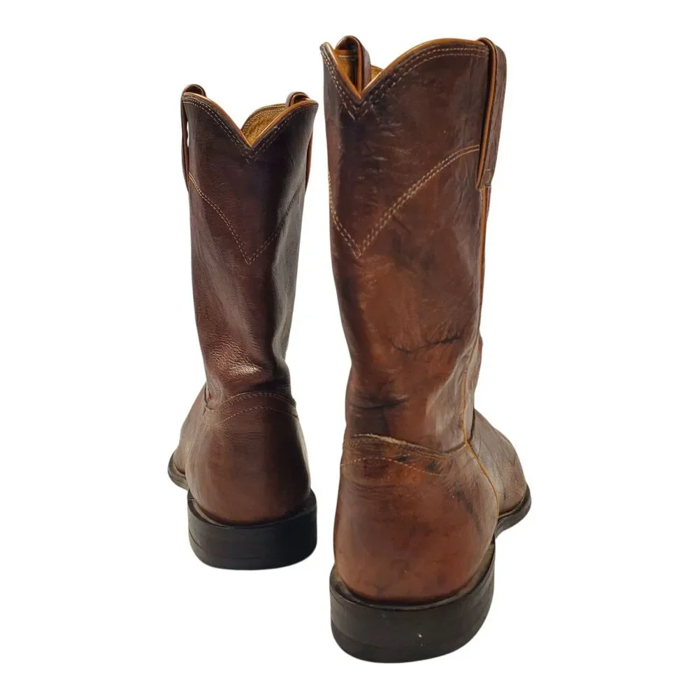 JUSTIN Boots DEERLITE Mens Size 11 Brown Leather Western Cowboy Rodeo 3163
